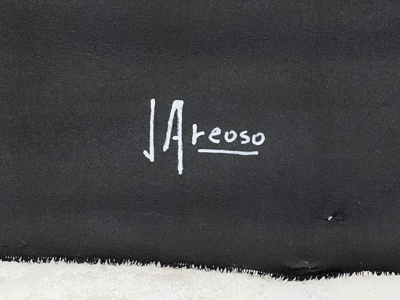 Artwork by Juan Carlos Areoso, Untitled (Composition in Red and Black), Made of oil on canvas (unstretched