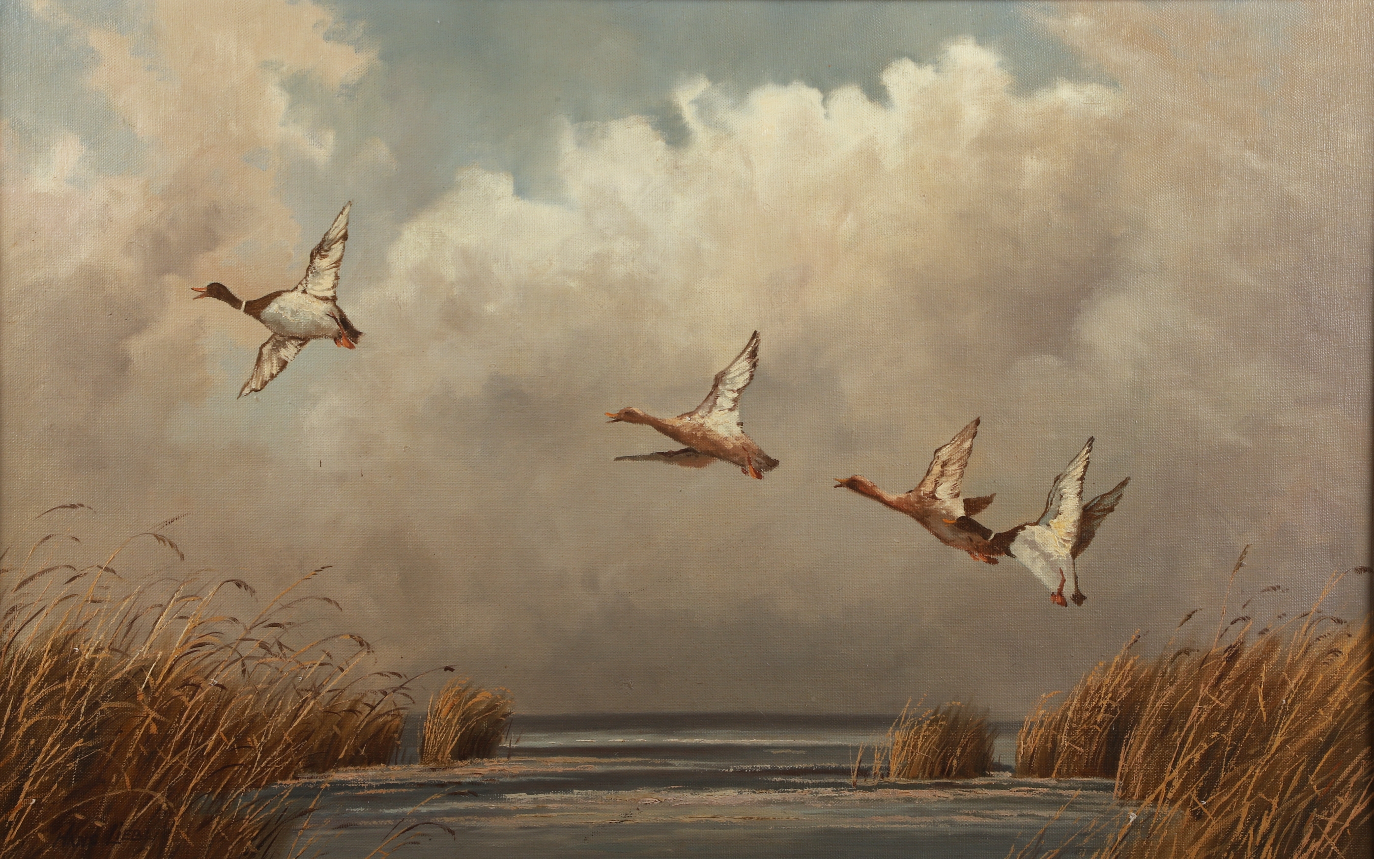 Hans N. Liebl | Hans Liebl Painting Geese Ascending | MutualArt