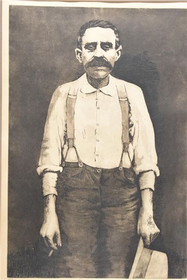 George Engle Framed Etching "The Bricklayer by George Engle