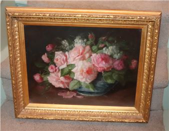 Still Life Roses in Canton Bowl - T. M. Fenilis
