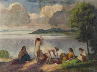 Bathers at Lake Balaton - Viktor Belanyi
