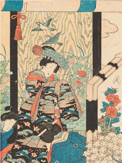 UTAGAWA YOSHITSUYA: OFFERING CONGRATULATIONS AT THE KAMAKURA PALACE by Utagawa Yoshitsuya, 1864