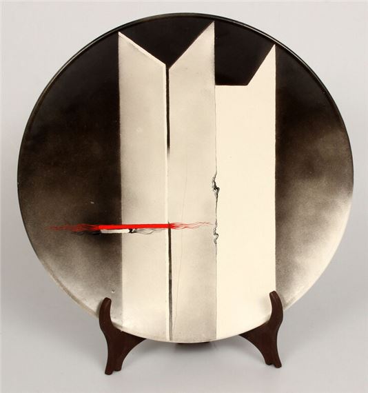 Painted plate Alone with myself by Helga Ingeborga Melnbarde, 1983