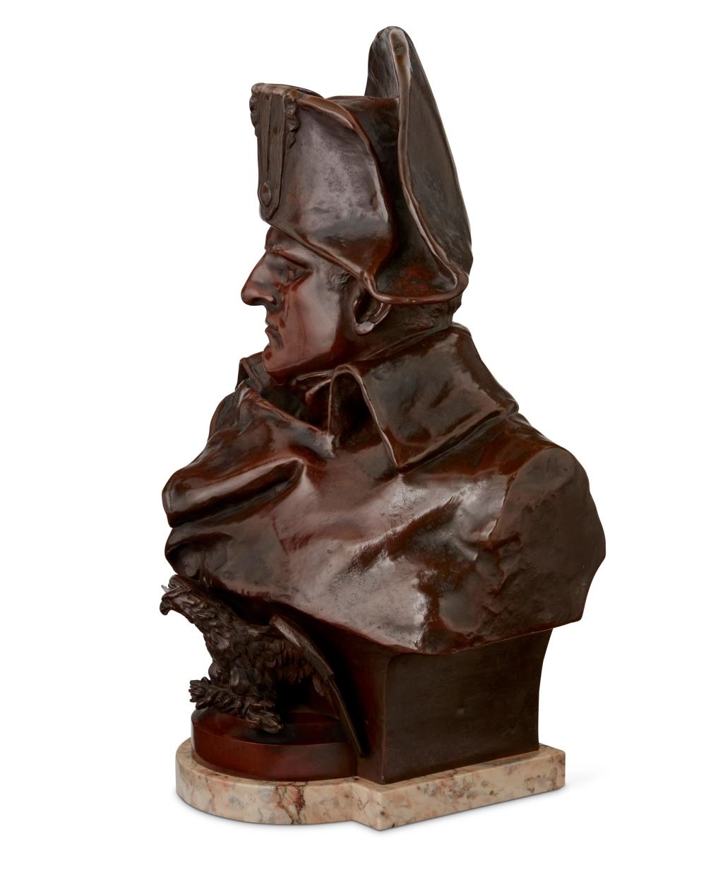Artwork by Renzo Colombo, Bust of Napoleon as general, Made of Brown patinated bronze on a marble base
