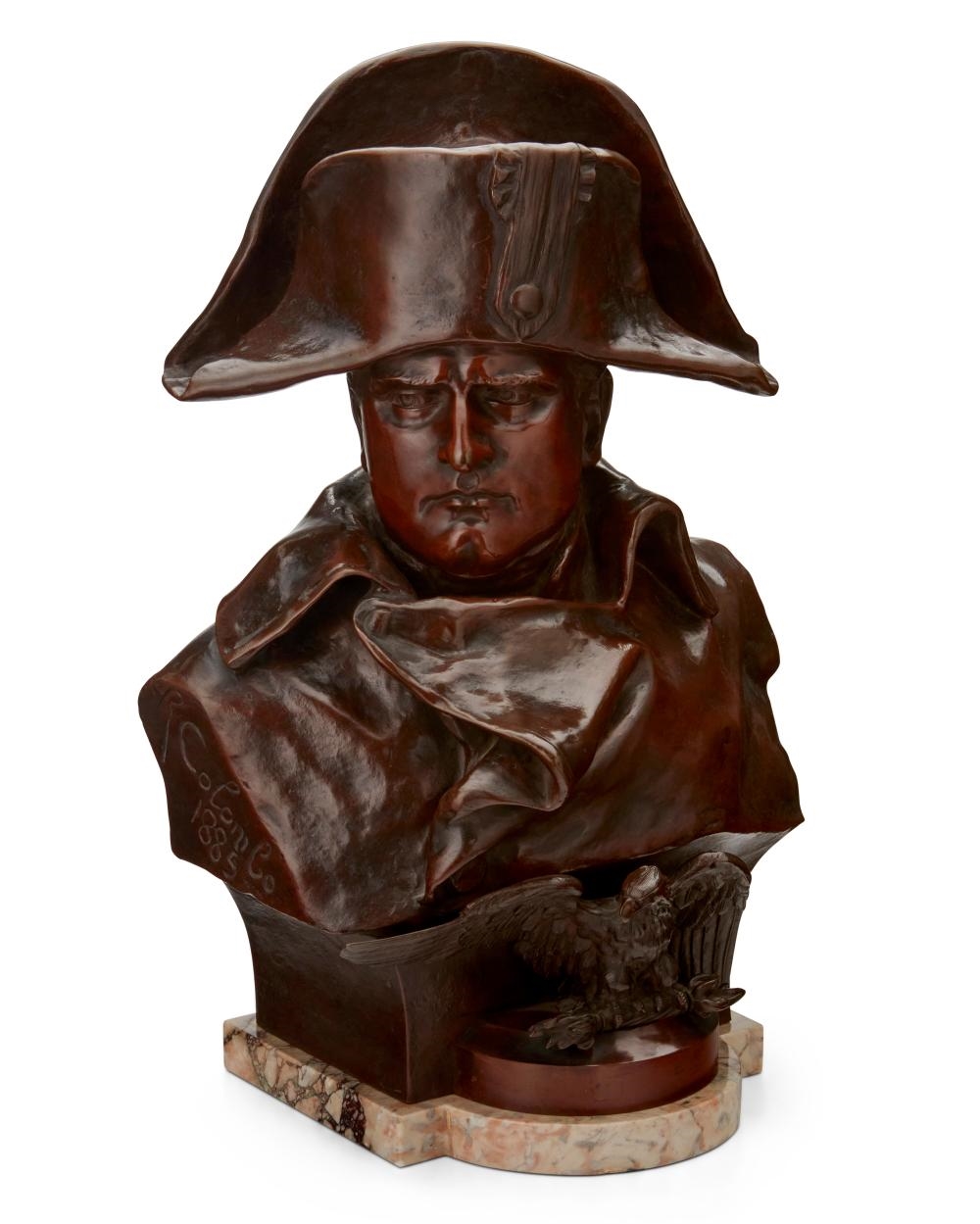 Artwork by Renzo Colombo, Bust of Napoleon as general, Made of Brown patinated bronze on a marble base