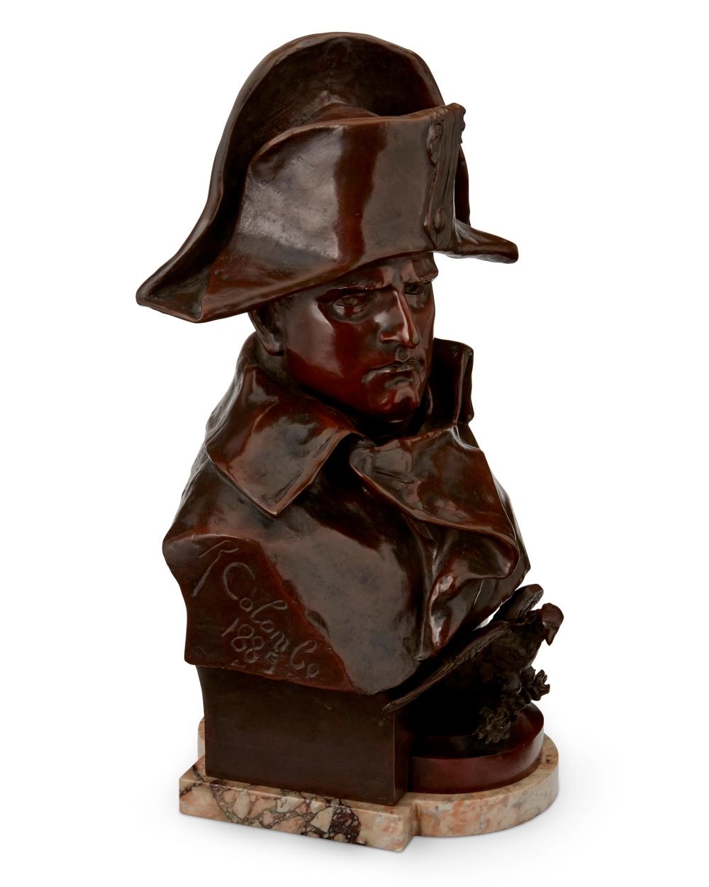 Artwork by Renzo Colombo, Bust of Napoleon as general, Made of Brown patinated bronze on a marble base