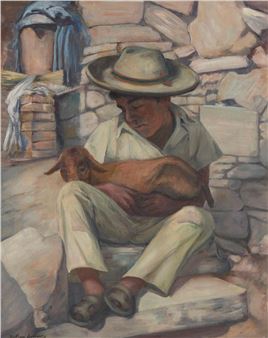 Boy holding a baby goat - Nathan Dolinsky