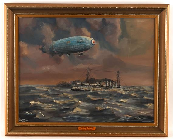 Richard Halfpenny (20th century), Landfall of R34 Airship; The Supermarine Seagull and the NAB Tower; Culley's Camel, three, oil on canvas, both signed and dated 1984 lower left, the larger 35.5 x 45.5cm.(3) Framed - Richard Hammond (American, 20th Century)