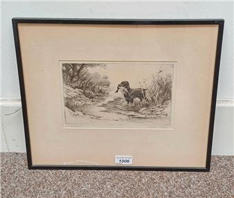 Jackson simpson the spaniel signed in pencil framed etching 15 x 23 cm - Henry Jackson Simpson