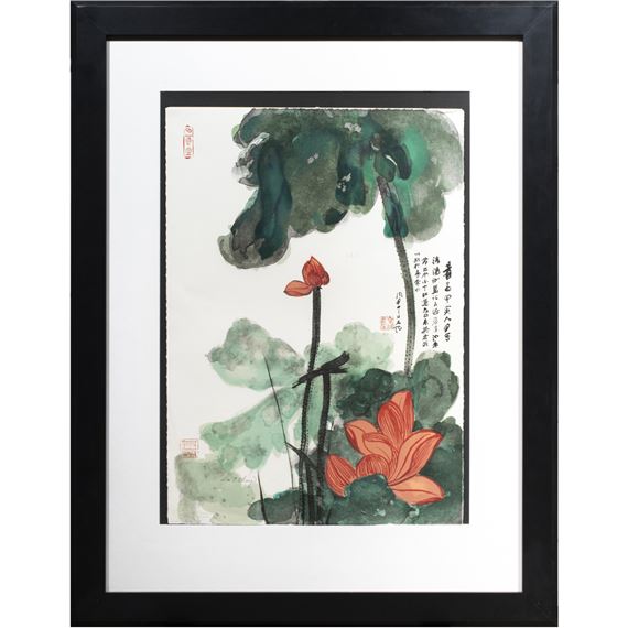 Zhang Daqian (1899-1983) - Red Lotus by Zhang Daqian