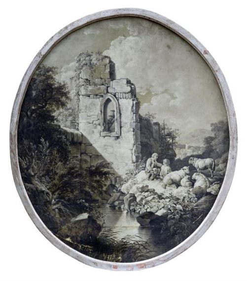 Ruinenlandschaft mit Hirten, Deutsche Schule des 18. Jh