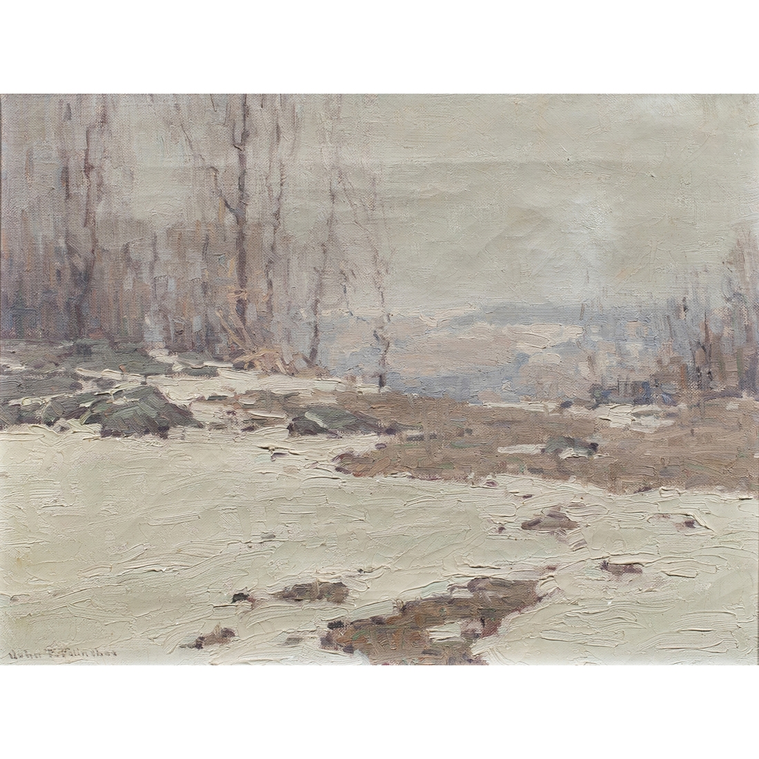 Artwork by John Fulton Folinsbee, Winter Scene (Study for "Snow Patches), Made of oil on canvas