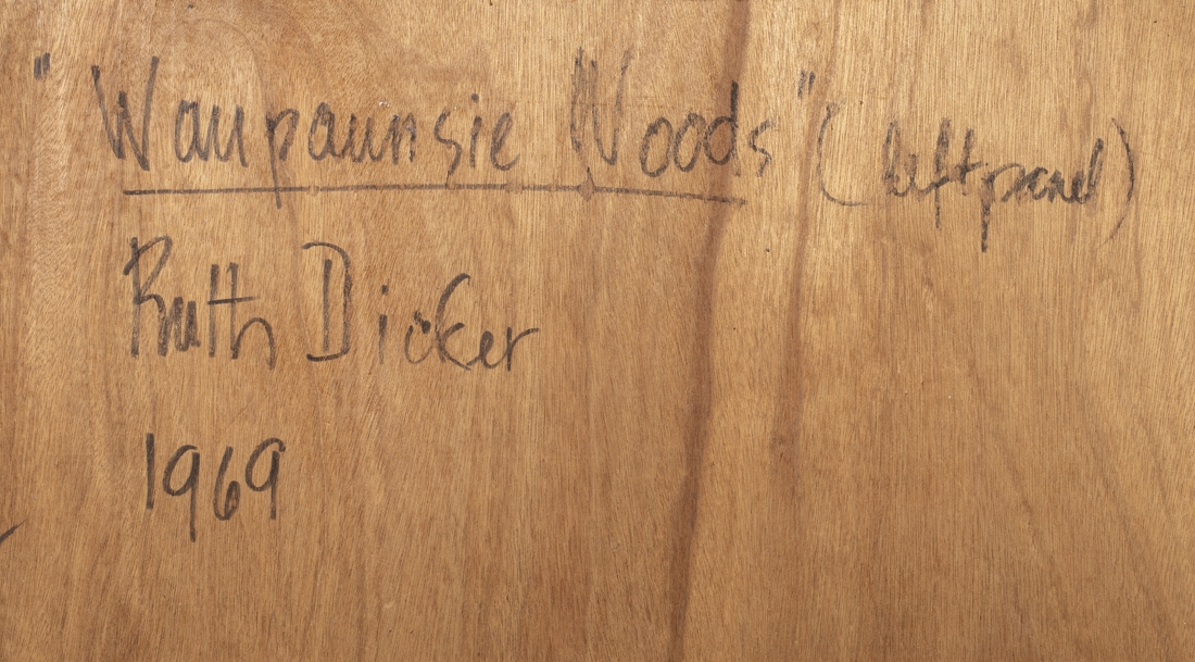 Artwork by Ruth Dicker, Waupaunsie Woods,