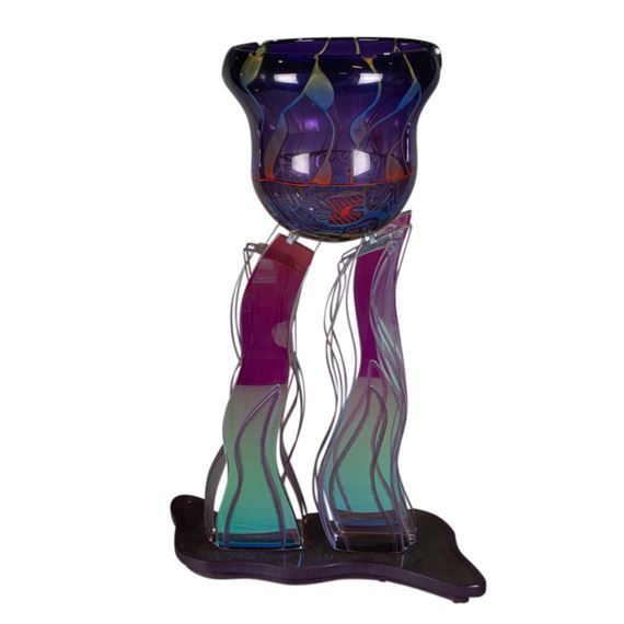 A Concetta Mason glass Wild Seed vase on pedestal by Concetta Mason, 1995