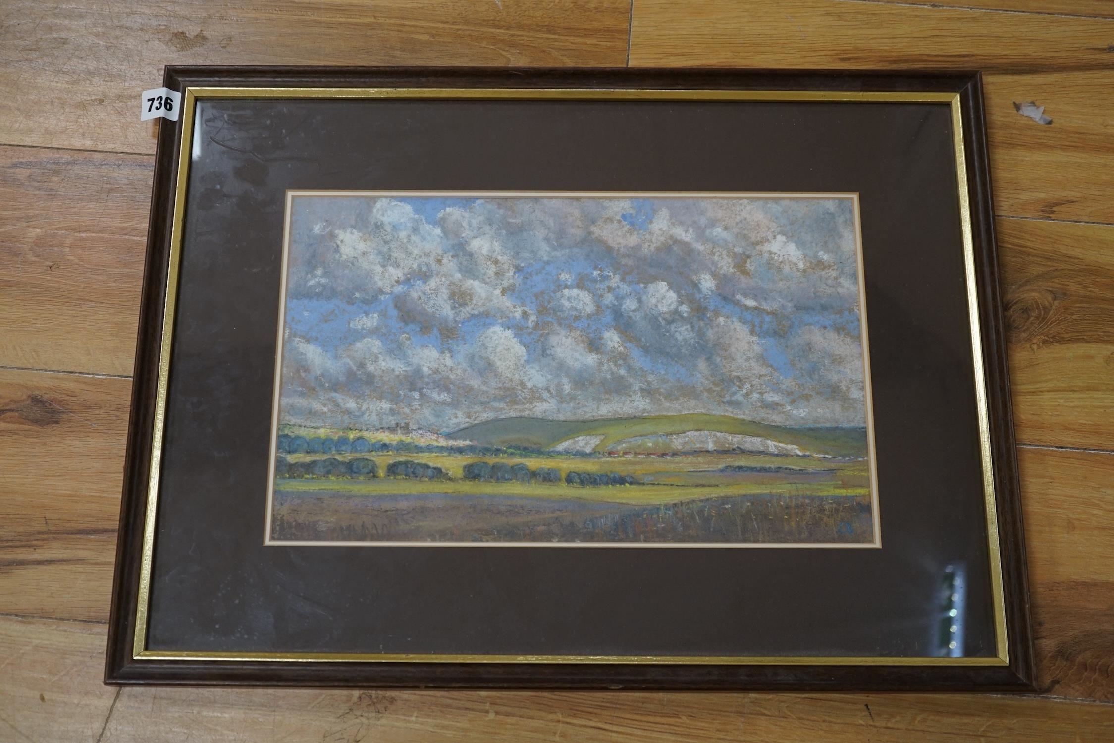 Artwork by Colin Douglas Buchanan, Colin Douglas Buchanan, pastel, 'Lewes, a view from the south', initialled, 23 x 38cm. Condition, Made of pastel