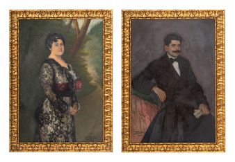 Retrato de dama y caballero (pareja) - Flavio San Román