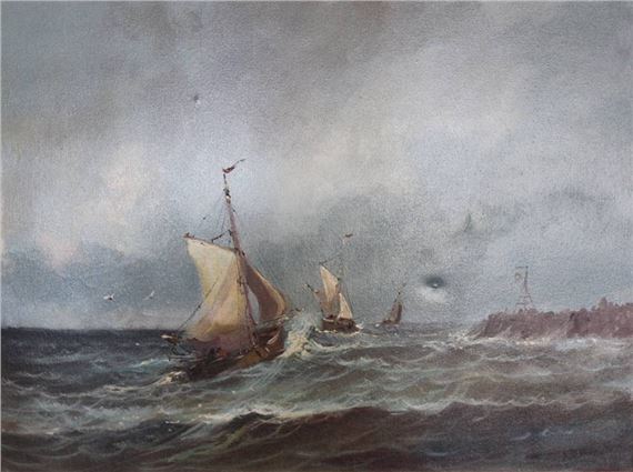 Boote vor Küste - Hugh van Dongen