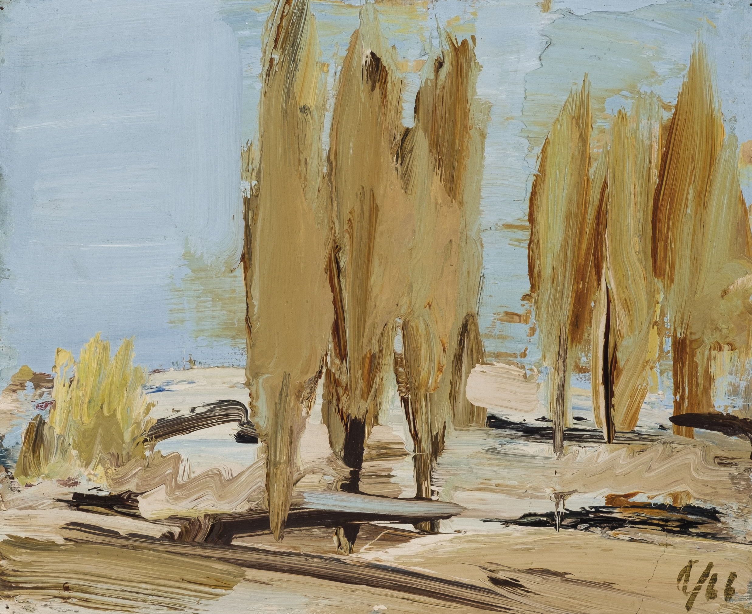 Artwork by Fermin Aguayo, Paysage aux peupliers, Made of Oil on panel