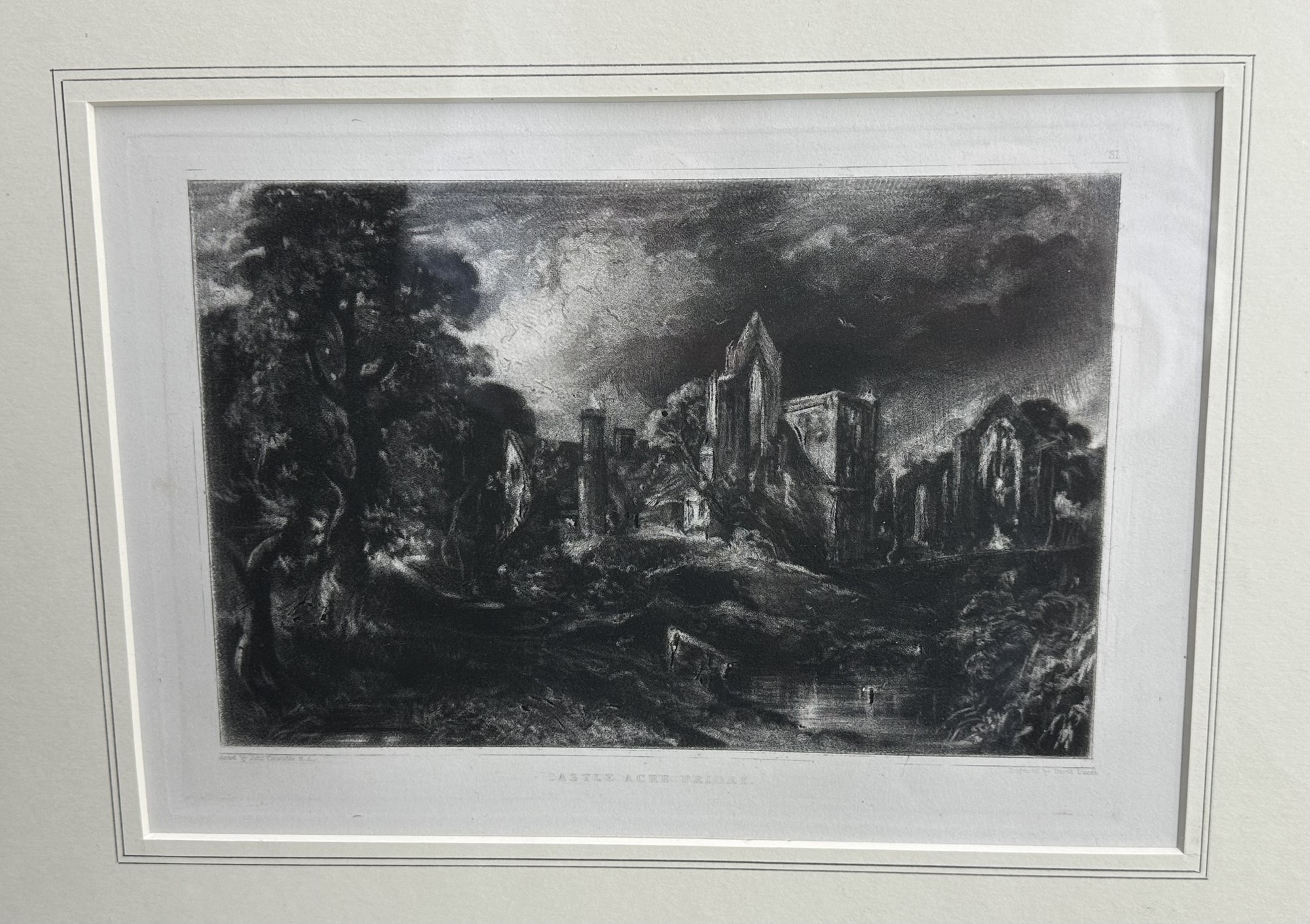 Artwork by John Constable, Mill near Colchester and Castle Acre Priory, Made of mezzotints