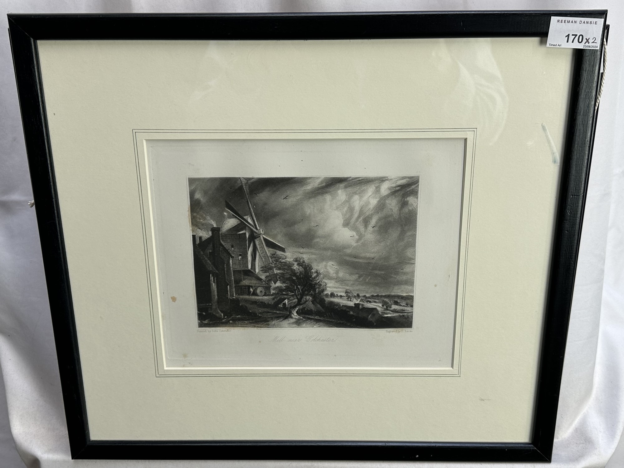 Artwork by John Constable, Mill near Colchester and Castle Acre Priory, Made of mezzotints
