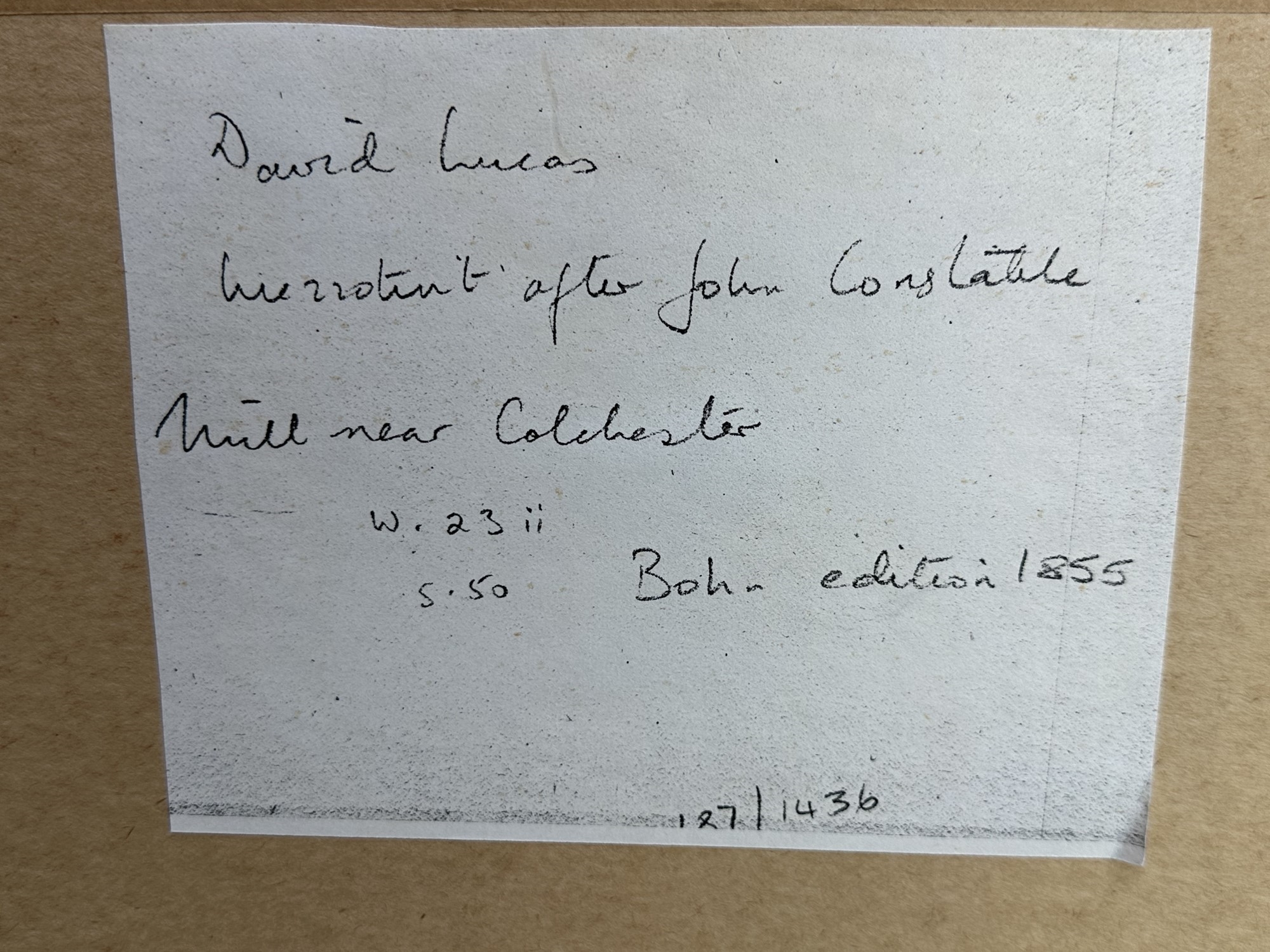 Artwork by John Constable, Mill near Colchester and Castle Acre Priory, Made of mezzotints
