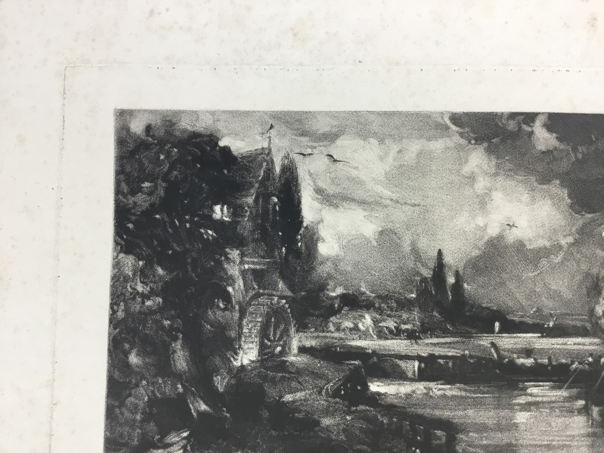 Artwork by John Constable, David Lucas, two mezzotints, "A Mill", 26cm x 35.5cm overall, and "Noon", 27cm x 37cm overall, both published by Mr Constable, Charlotte Street, London 1830, both unframed, Made of mezzotints