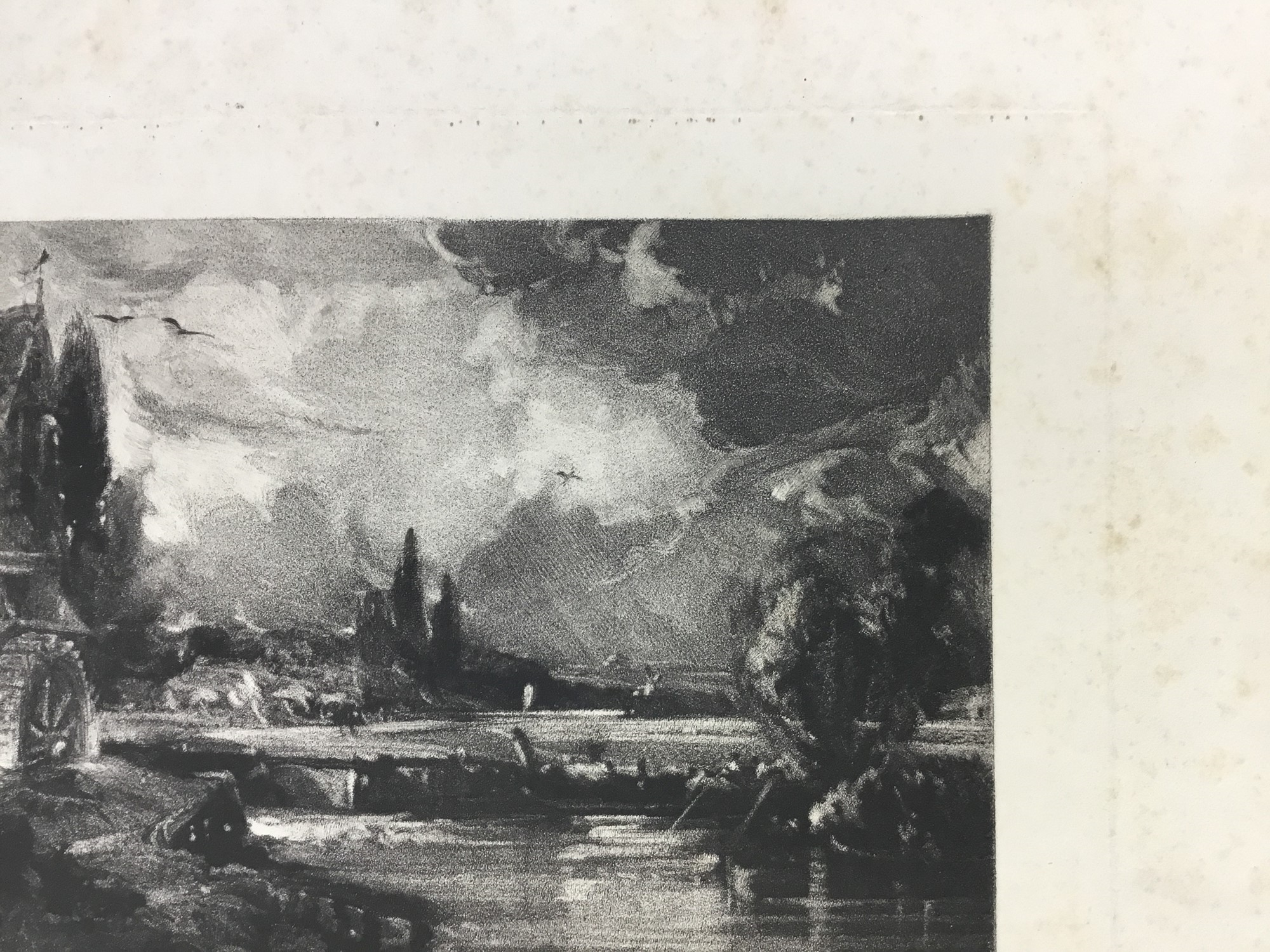 Artwork by John Constable, David Lucas, two mezzotints, "A Mill", 26cm x 35.5cm overall, and "Noon", 27cm x 37cm overall, both published by Mr Constable, Charlotte Street, London 1830, both unframed, Made of mezzotints