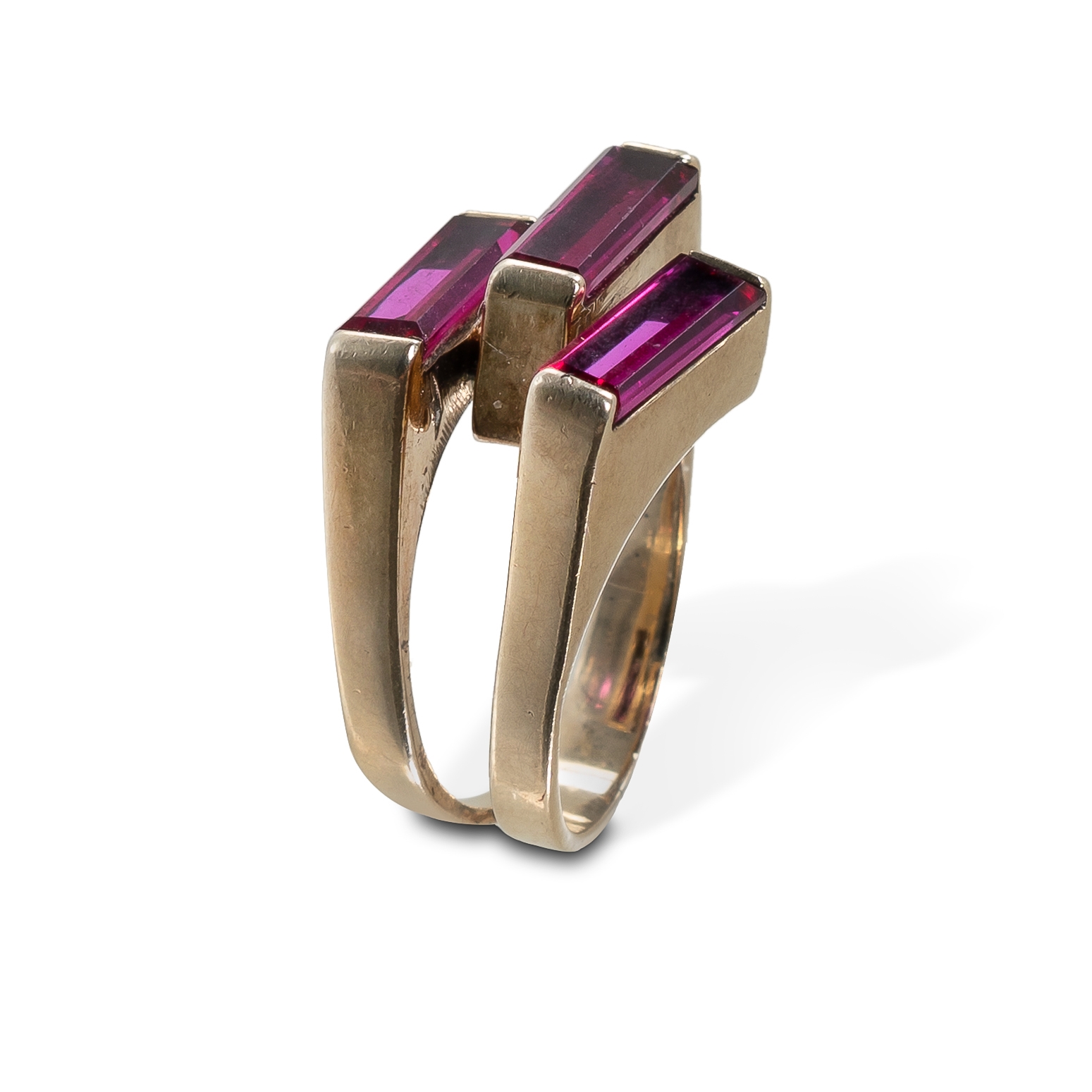 Designer | 60s/70s designer ring set with 3 long flame fusion synthetic ...