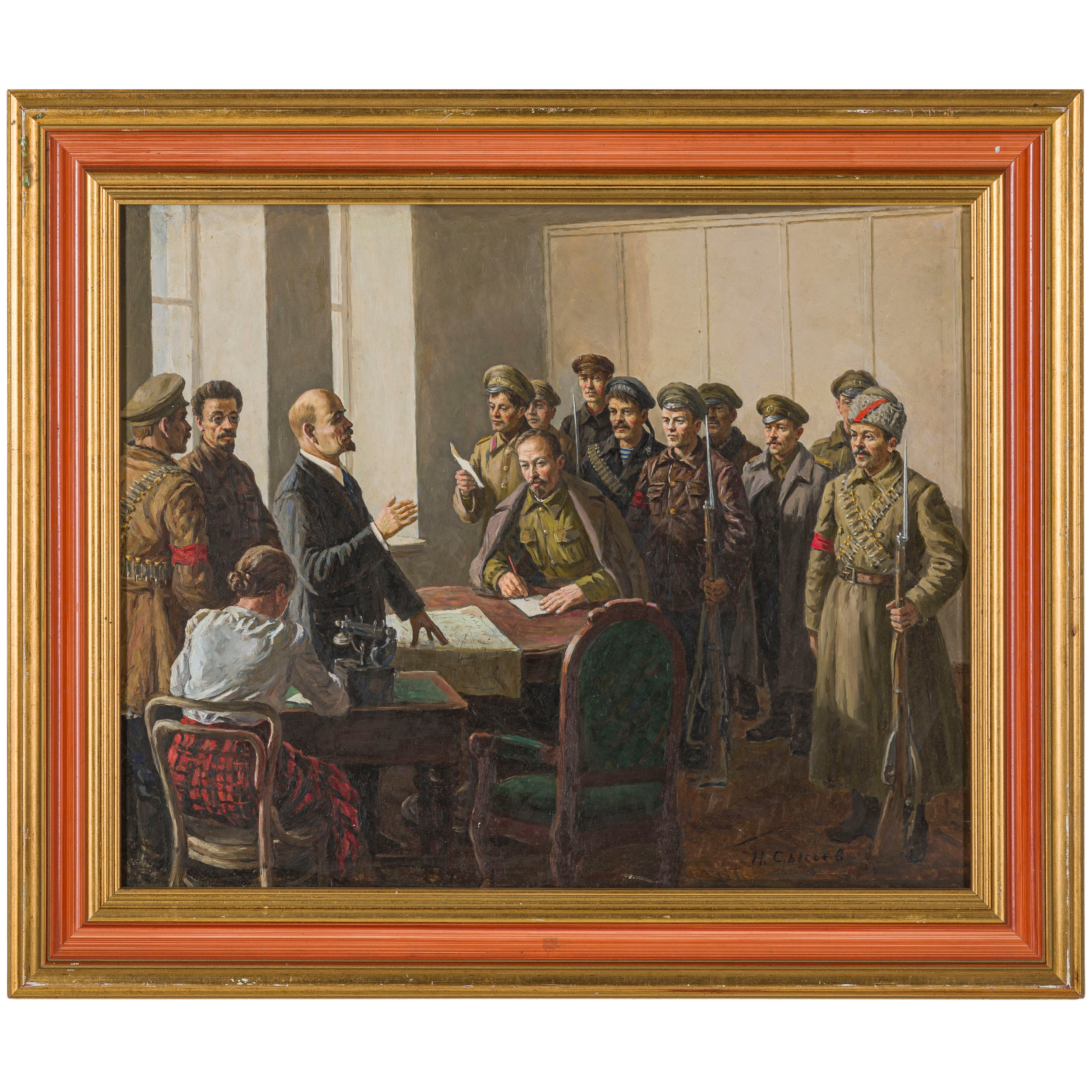 Artwork by Nicolai Sysoev, Quartier generale, ottobre 1920, Made of oil on cardboard