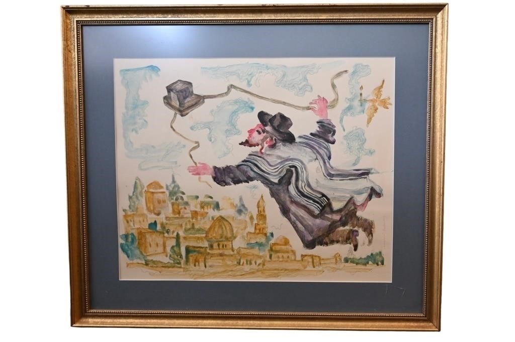 Emmanuel Snitkovsky | Flying rabbi with dreidel | MutualArt