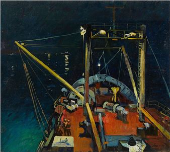 Anatoli Turkin "Nightly Sprat Fishing" Oil 1975 - Anatoli Nikitavich Turkin