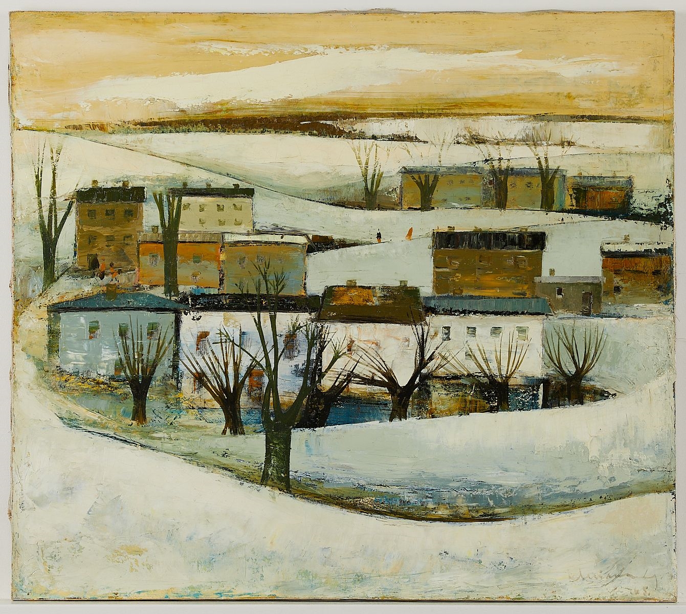 Artwork by Laimdot Murniek, Laimdot Murniek "Winter" Oil Painting 1965, Made of Oil on canvas painting