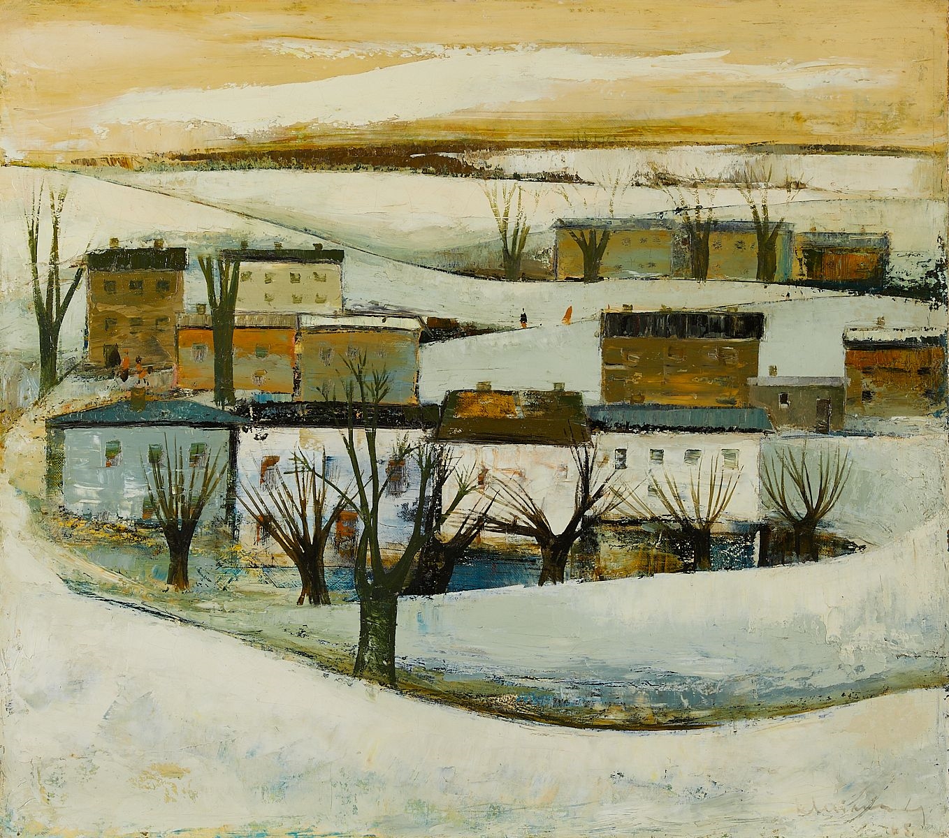 Artwork by Laimdot Murniek, Laimdot Murniek "Winter" Oil Painting 1965, Made of Oil on canvas painting