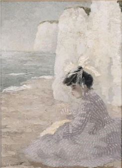 Suzanne Eisendieck 1908-1998 (French) Young woman at the beach oil on canvas - Suzanne Eisendieck