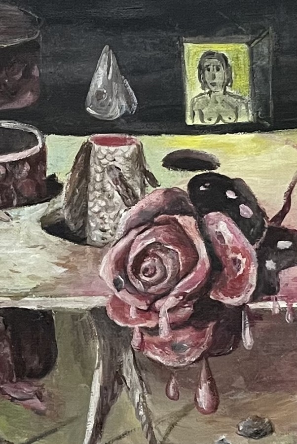 Artwork by David Meshulam, Rose and a candle, Made of Oil on canvas