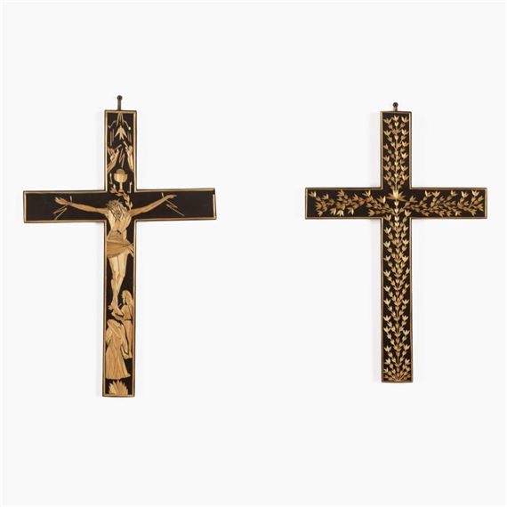 Pair of Straw Applique Crosses: Cristo y Promesa by Eliseo Rodriguez, Paula Rodriguez, 1993