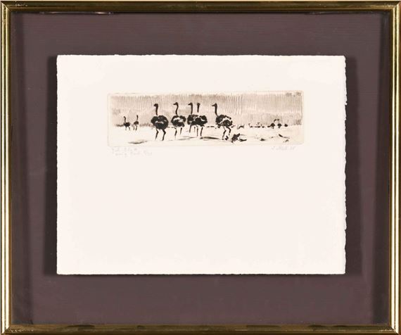 Ostriches by Johannes Blatt, dated 1985