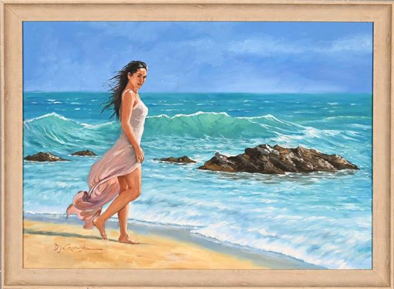 Woman Walking on the Beach by Danie Cronje