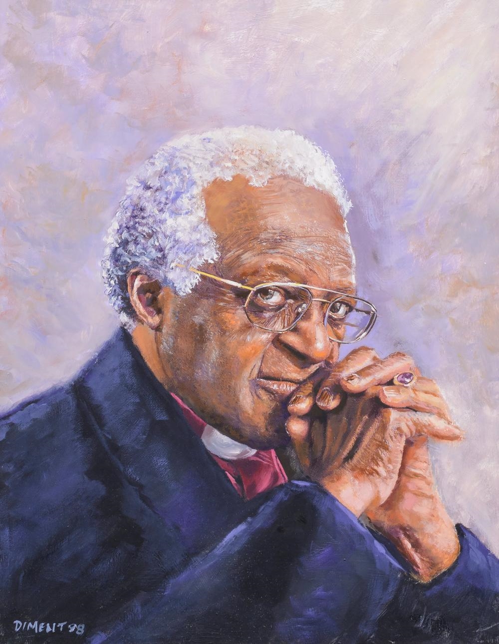 Artwork by G. Diment, Archbishop Desmond Tutu, Made of Oil