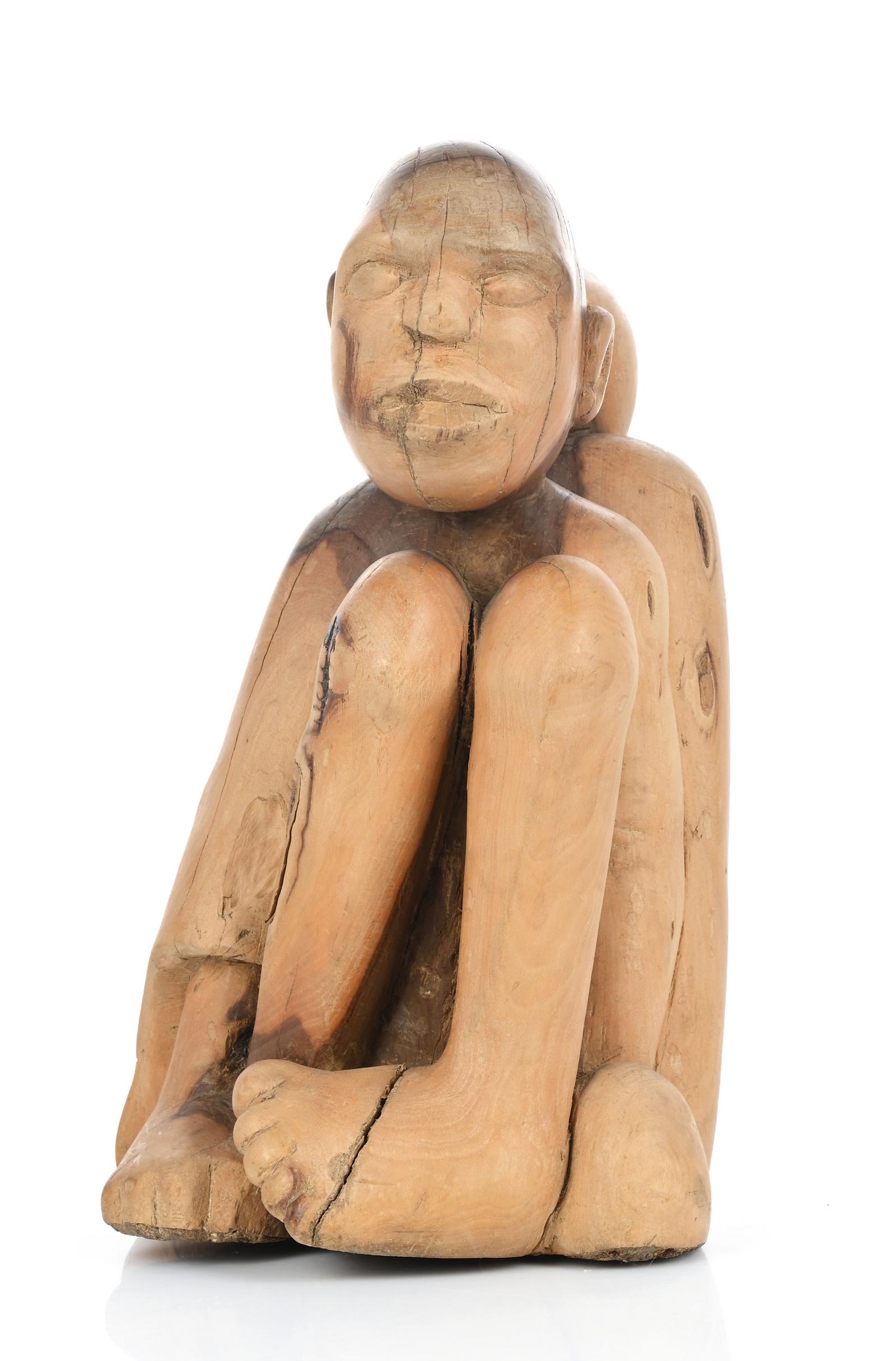 Artwork by George Ramagaga, Entwined Figures, Made of carved wood