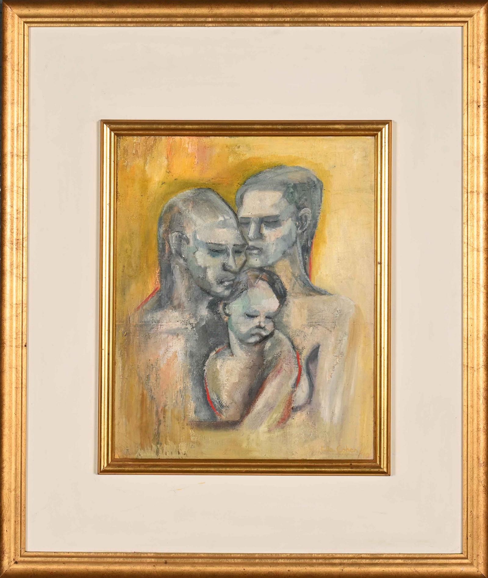 Artwork by Ella Cohen, Family Group, Made of oil on canvas mounted on board