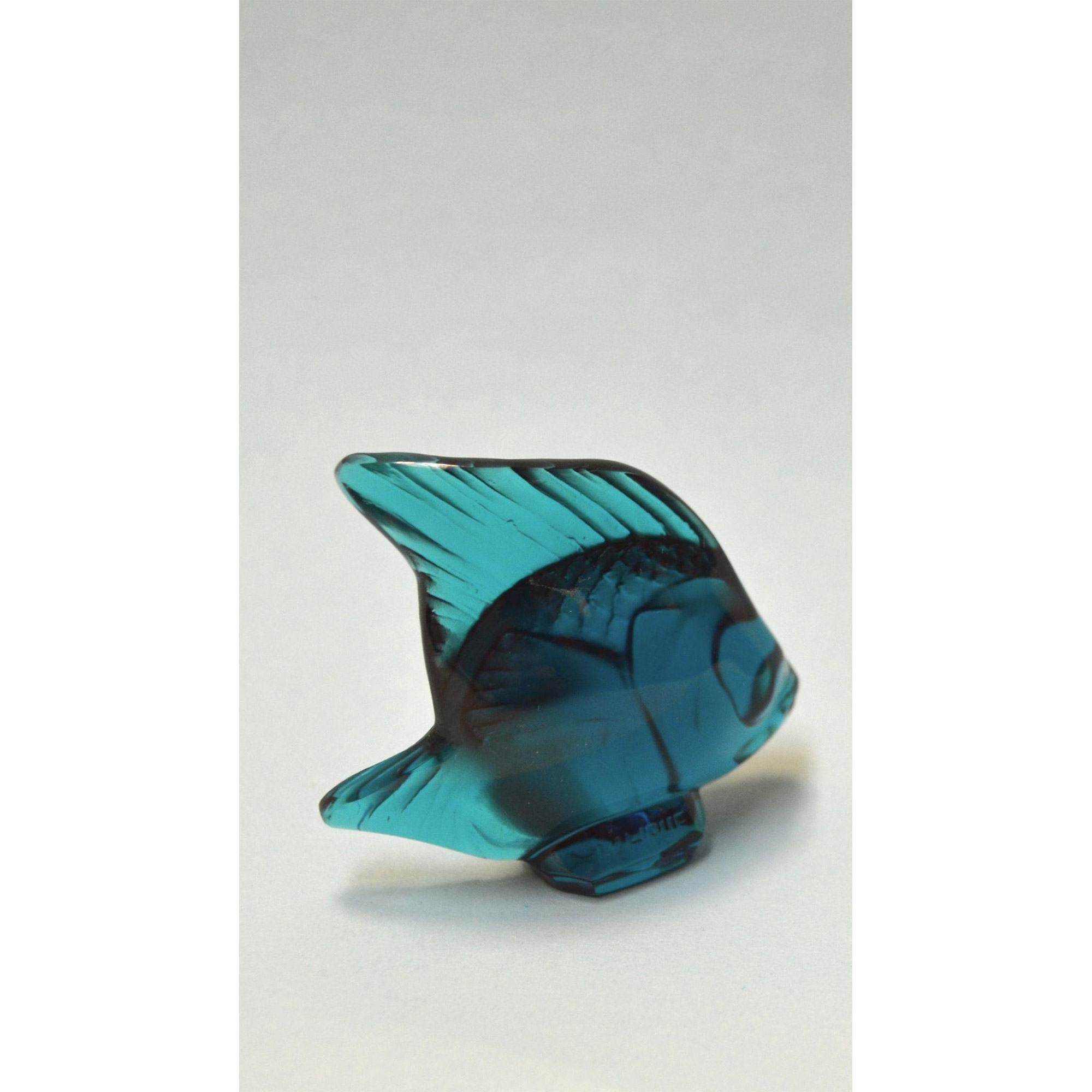 René Lalique | Antique Rene Lalique Crystal Dark Teal Fish Figurine ...