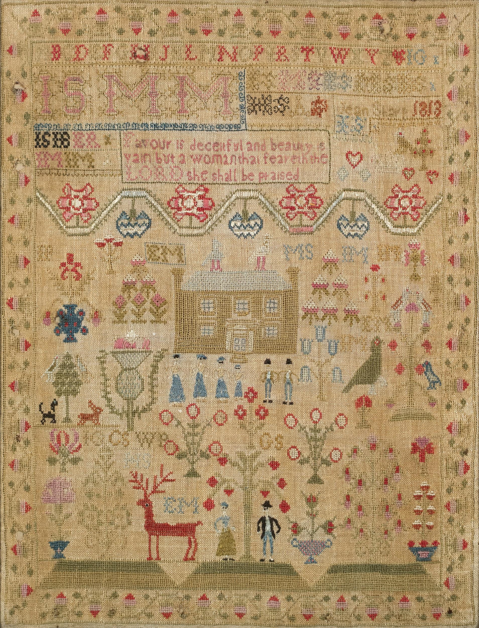 Jean Sharp | Wrought by Jean Sharp dated 1818, a very detailed sampler ...