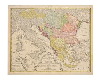 18th century handcoloured map of the Danube - Heirs Homann