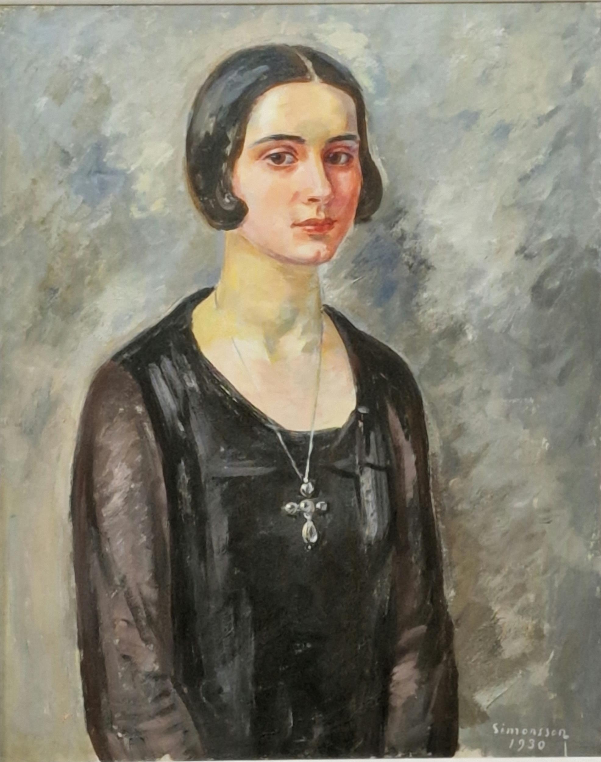 Simonsson | portrait of a young woman in Art Deco design dress | MutualArt