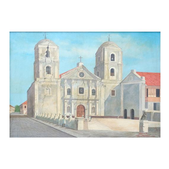 San Agustin Church After the Earthquake of by Rodolfo Ragodon, dated 1988