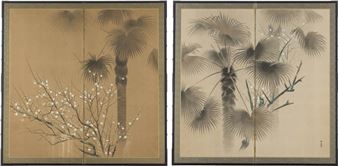 Work (a pair of 2-panel byobu screens - Shokan Ochi