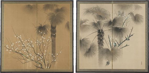 Work (a pair of 2-panel byobu screens - Shokan Ochi