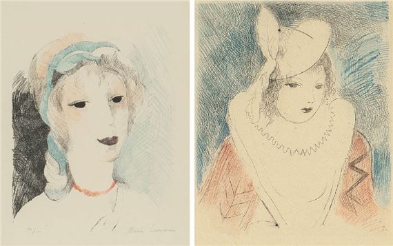 Marie Laurencin | young woman with dog (1944) | MutualArt