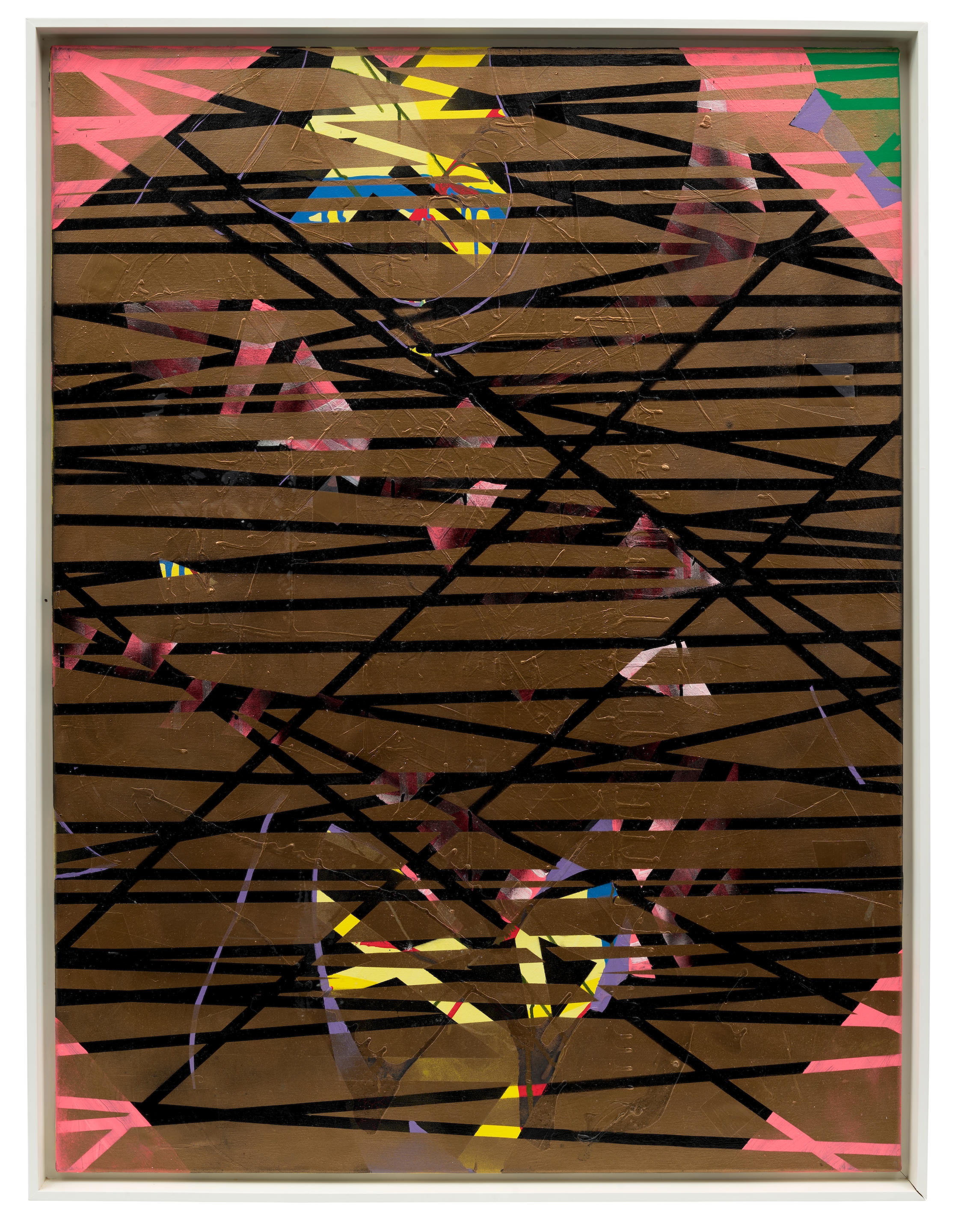 Artwork by Patrick Brennan, Broken Blinds
2011, Made of mixed media on canvas